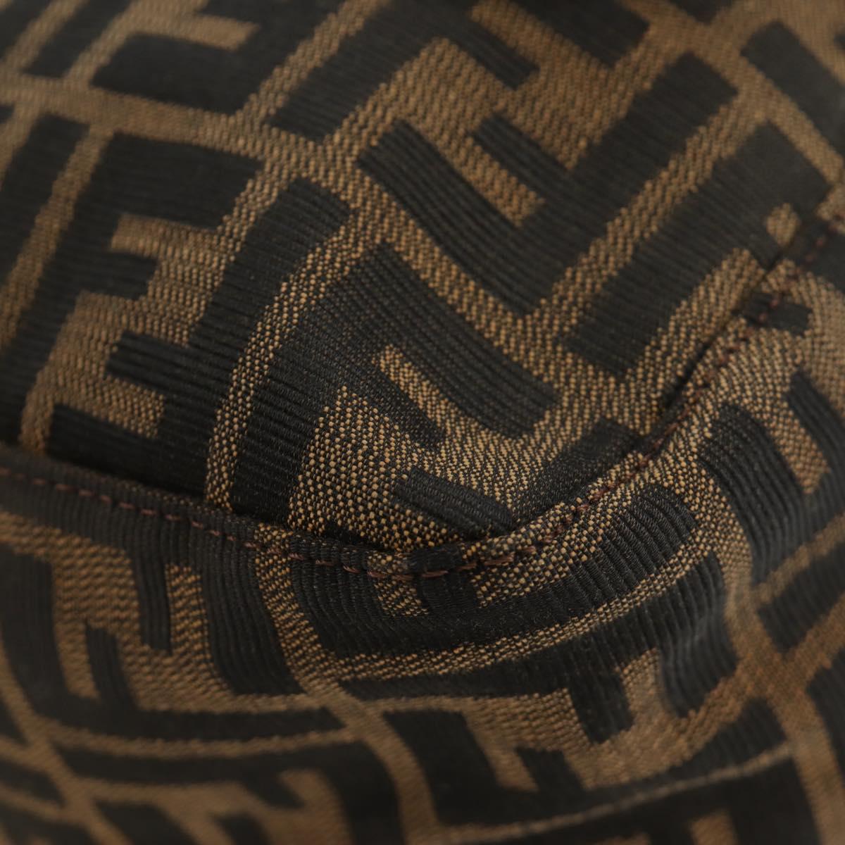FENDI Zucca Canvas Mamma Baguette Shoulder Bag Black Brown Auth 190478V