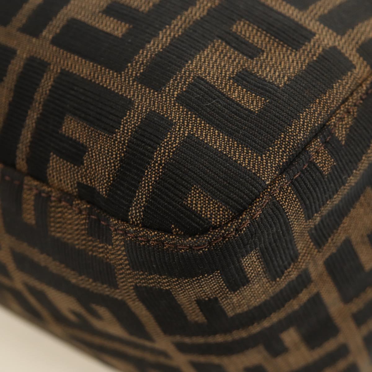 FENDI Zucca Canvas Mamma Baguette Shoulder Bag Black Brown Auth 190478V