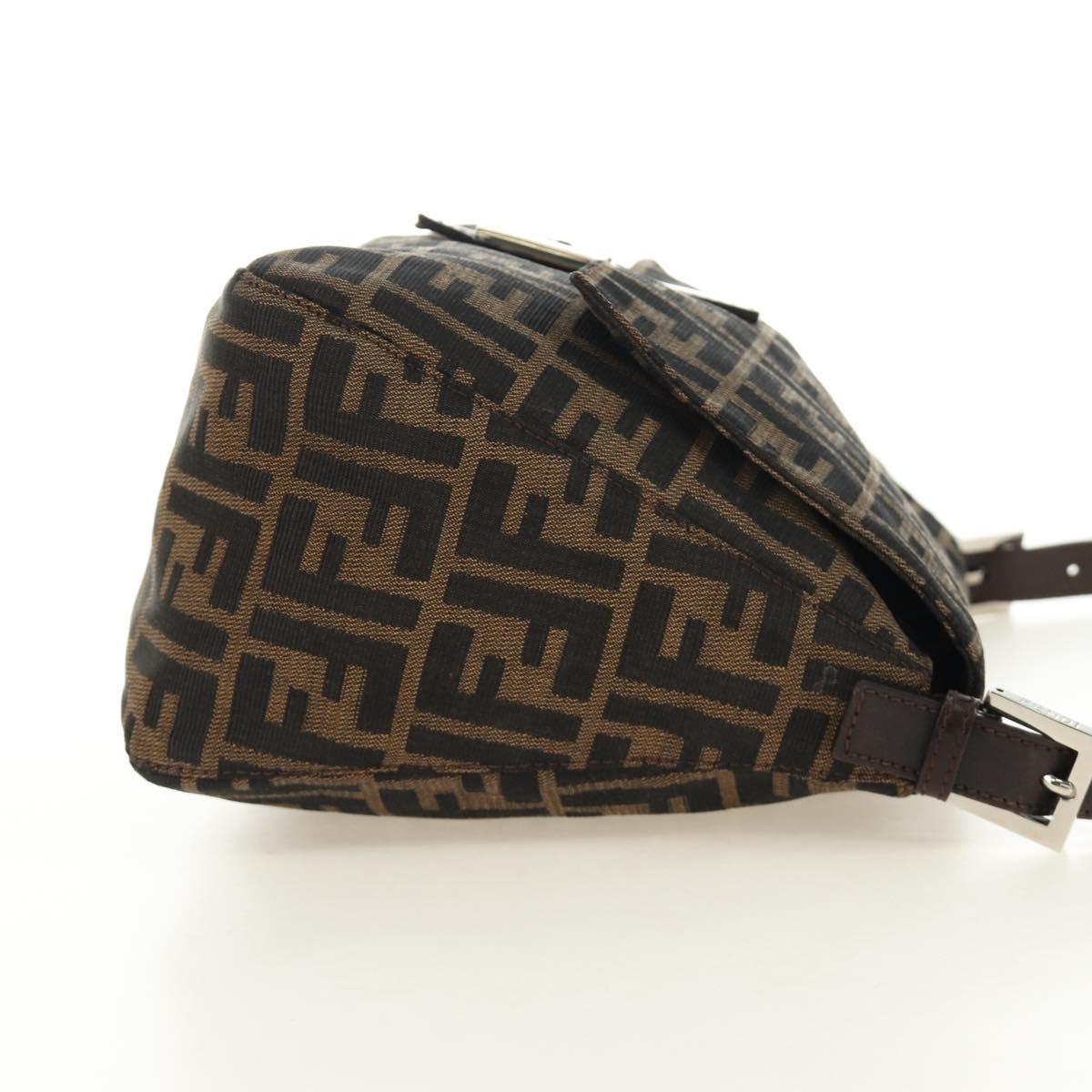 FENDI Zucca Canvas Mamma Baguette Shoulder Bag Black Brown Auth 190478V