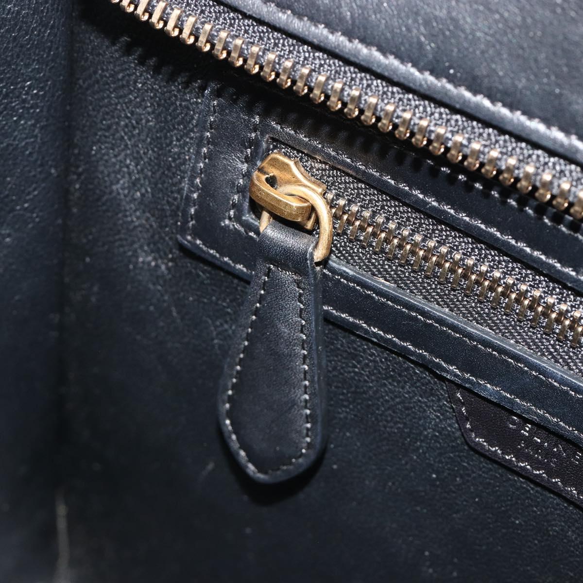 CELINE Luggage Micro Shopper Hand Bag Canvas Beige Gold Auth 190479A