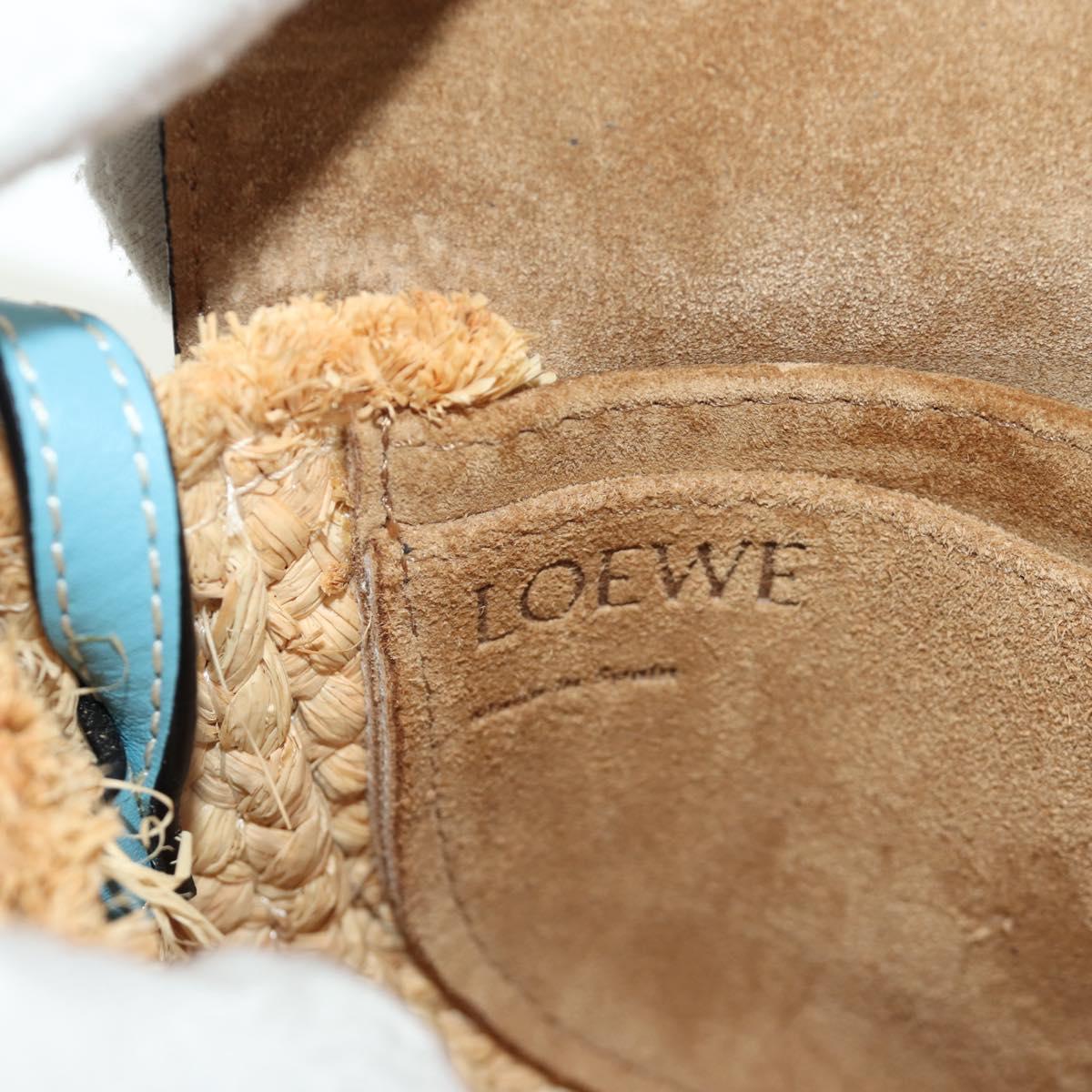 LOEWE Gate Bag Shoulder Bag Raffia Light Blue Gold Auth 190481M