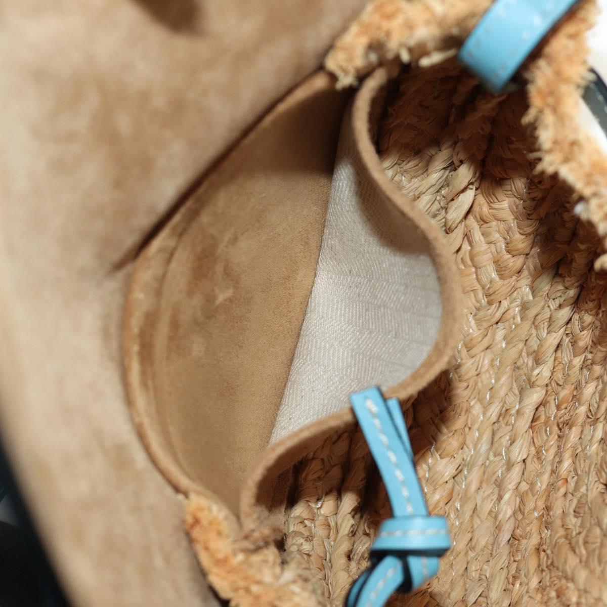 LOEWE Gate Bag Shoulder Bag Raffia Light Blue Gold Auth 190481M