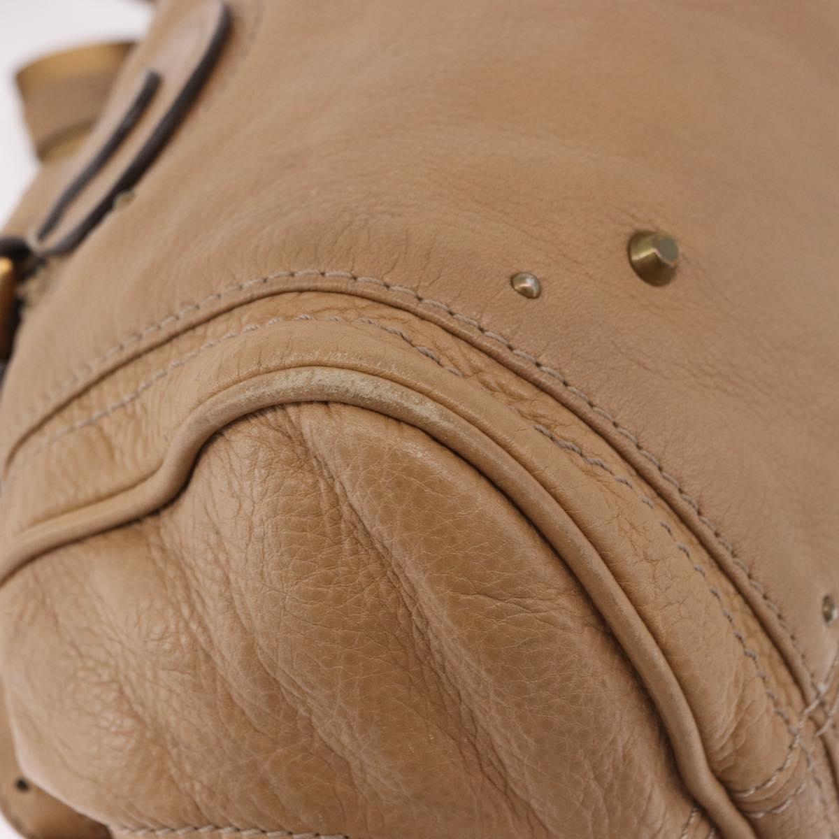 Chloe Paddington Hand Bag Leather Beige Gold Silver Auth 190482V
