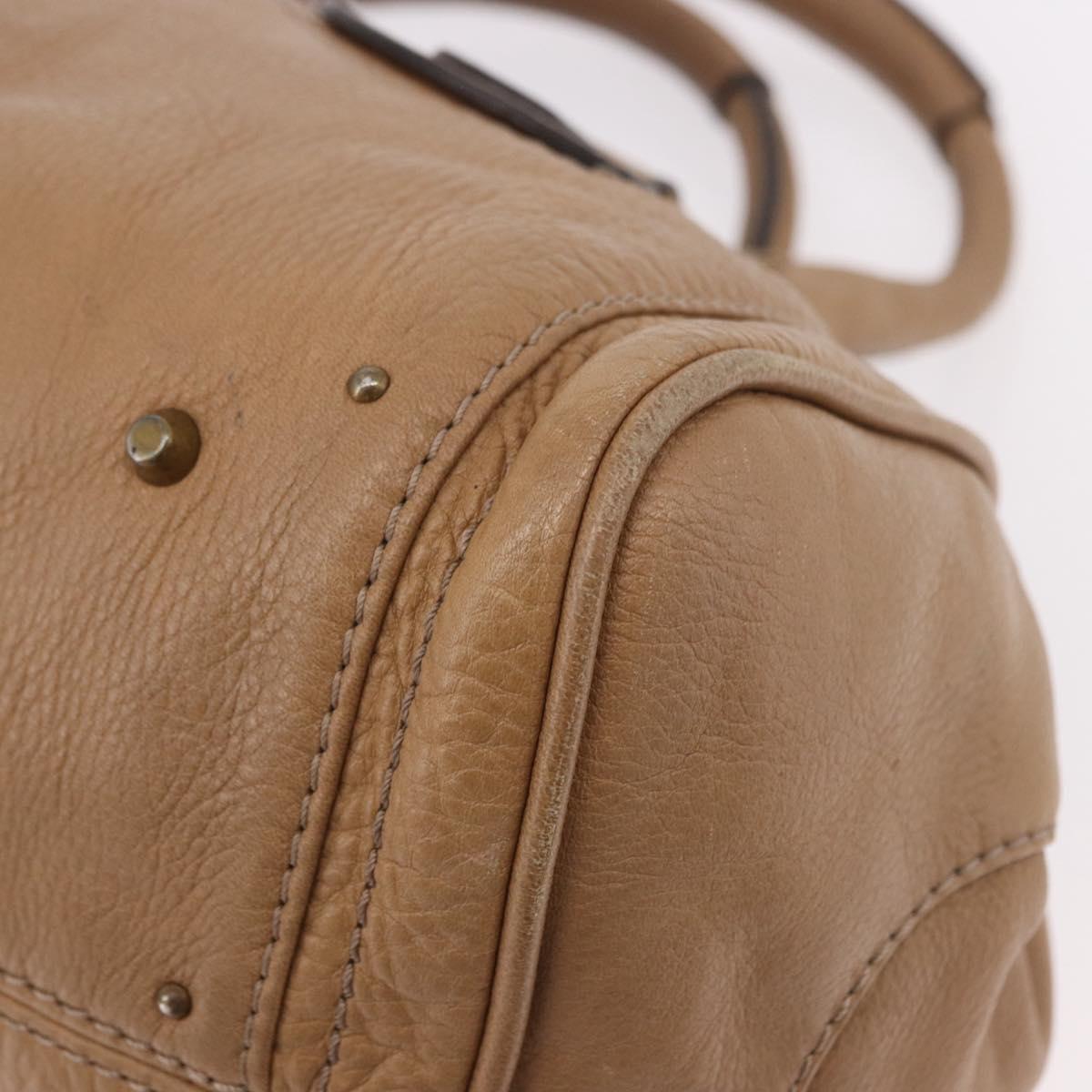 Chloe Paddington Hand Bag Leather Beige Gold Silver Auth 190482V
