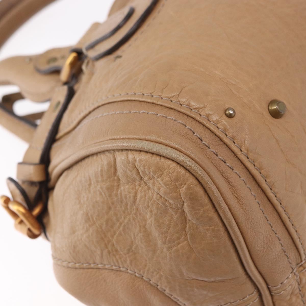 Chloe Paddington Hand Bag Leather Beige Gold Silver Auth 190482V