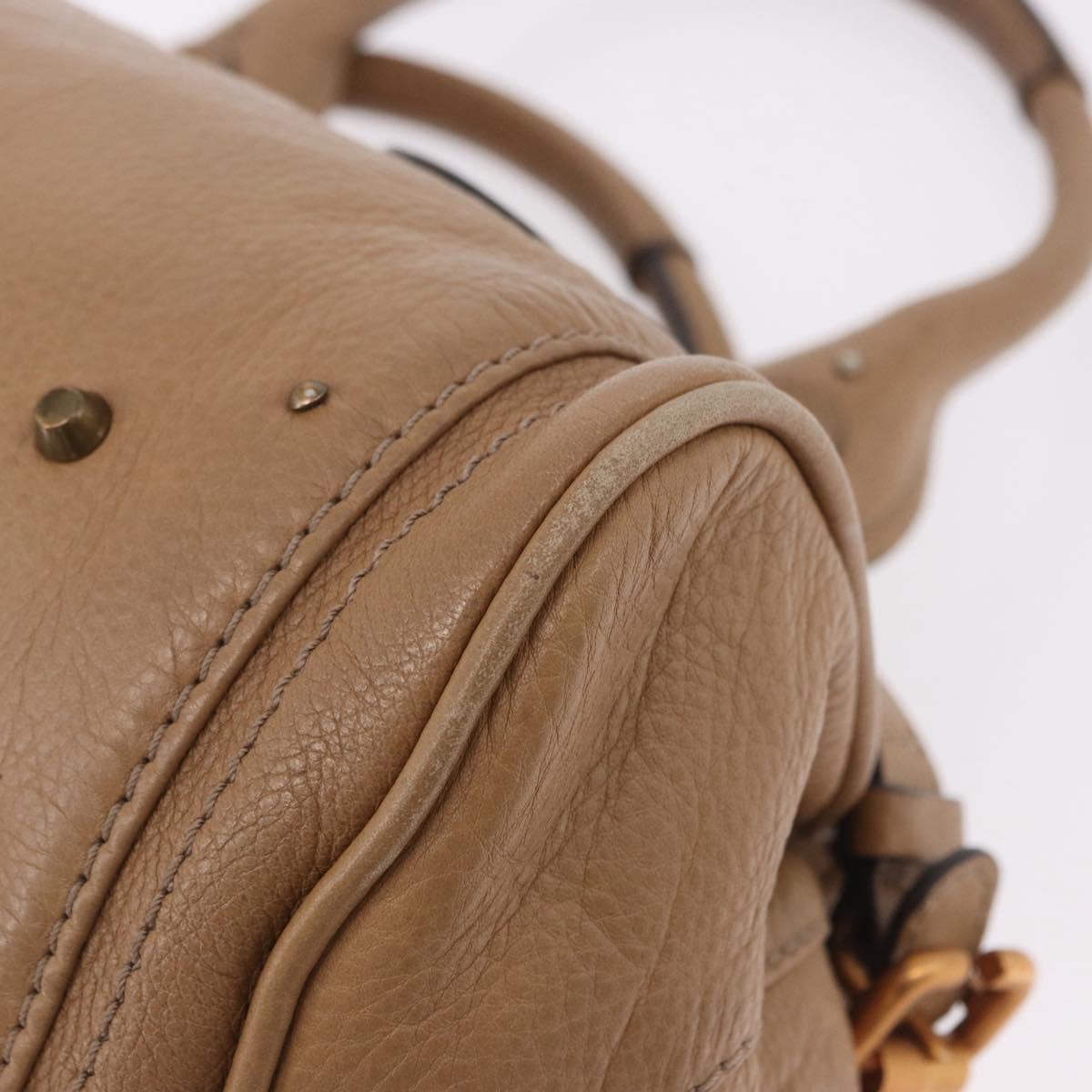 Chloe Paddington Hand Bag Leather Beige Gold Silver Auth 190482V
