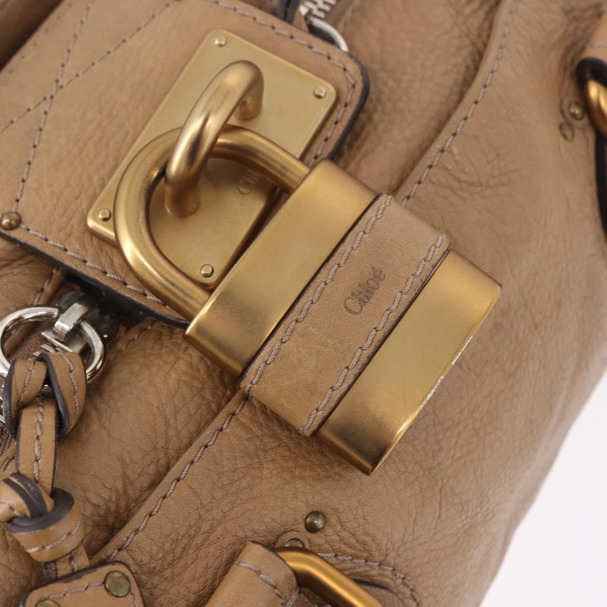 Chloe Paddington Hand Bag Leather Beige Gold Silver Auth 190482V