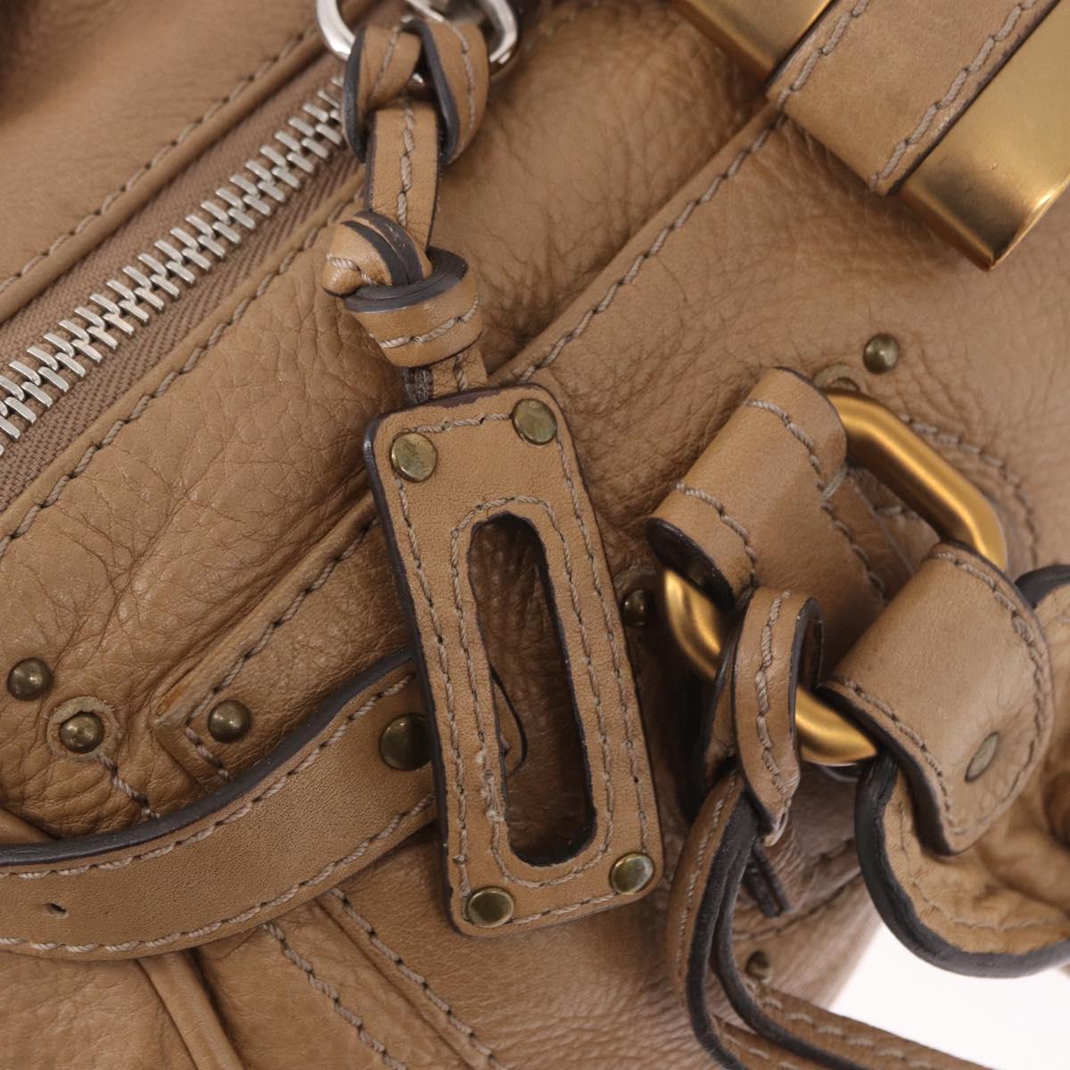 Chloe Paddington Hand Bag Leather Beige Gold Silver Auth 190482V