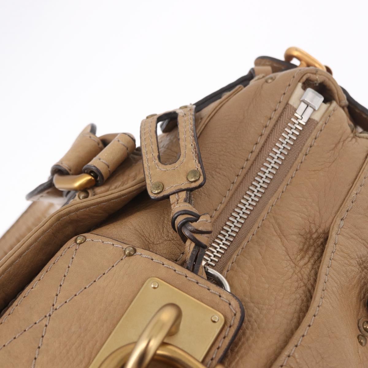 Chloe Paddington Hand Bag Leather Beige Gold Silver Auth 190482V
