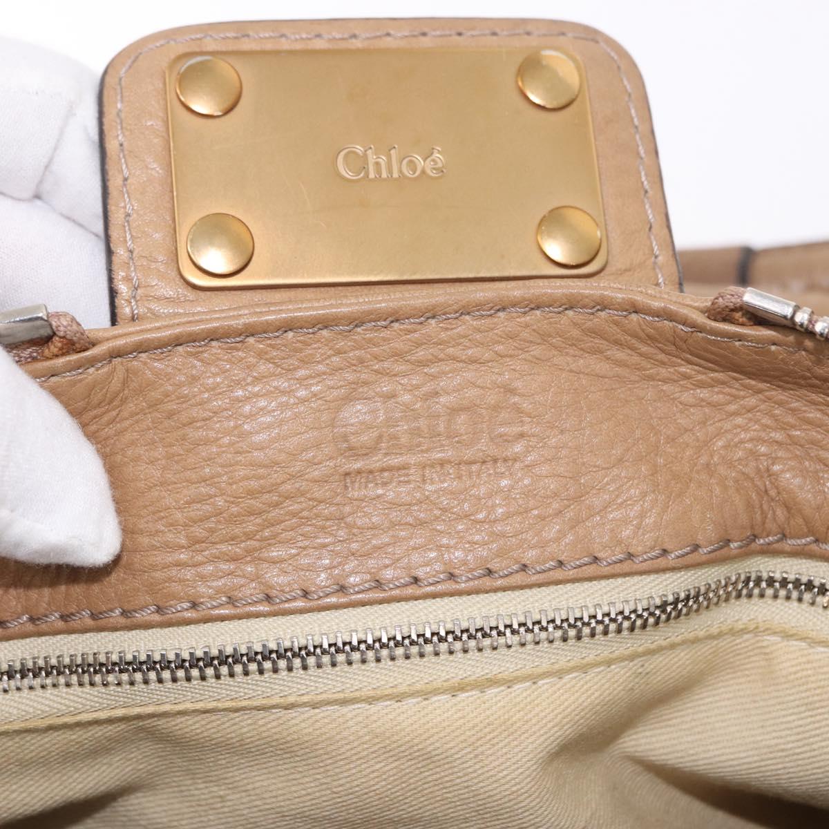 Chloe Paddington Hand Bag Leather Beige Gold Silver Auth 190482V