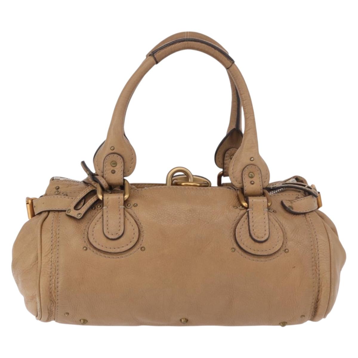 Chloe Paddington Hand Bag Leather Beige Gold Silver Auth 190482V