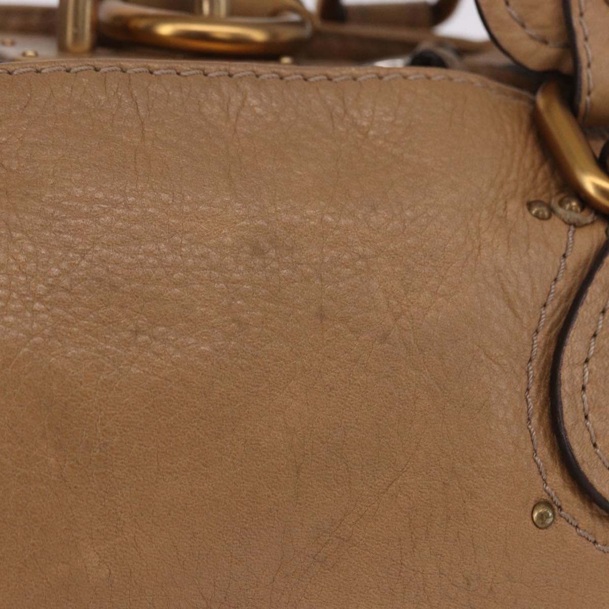 Chloe Paddington Hand Bag Leather Beige Gold Silver Auth 190482V