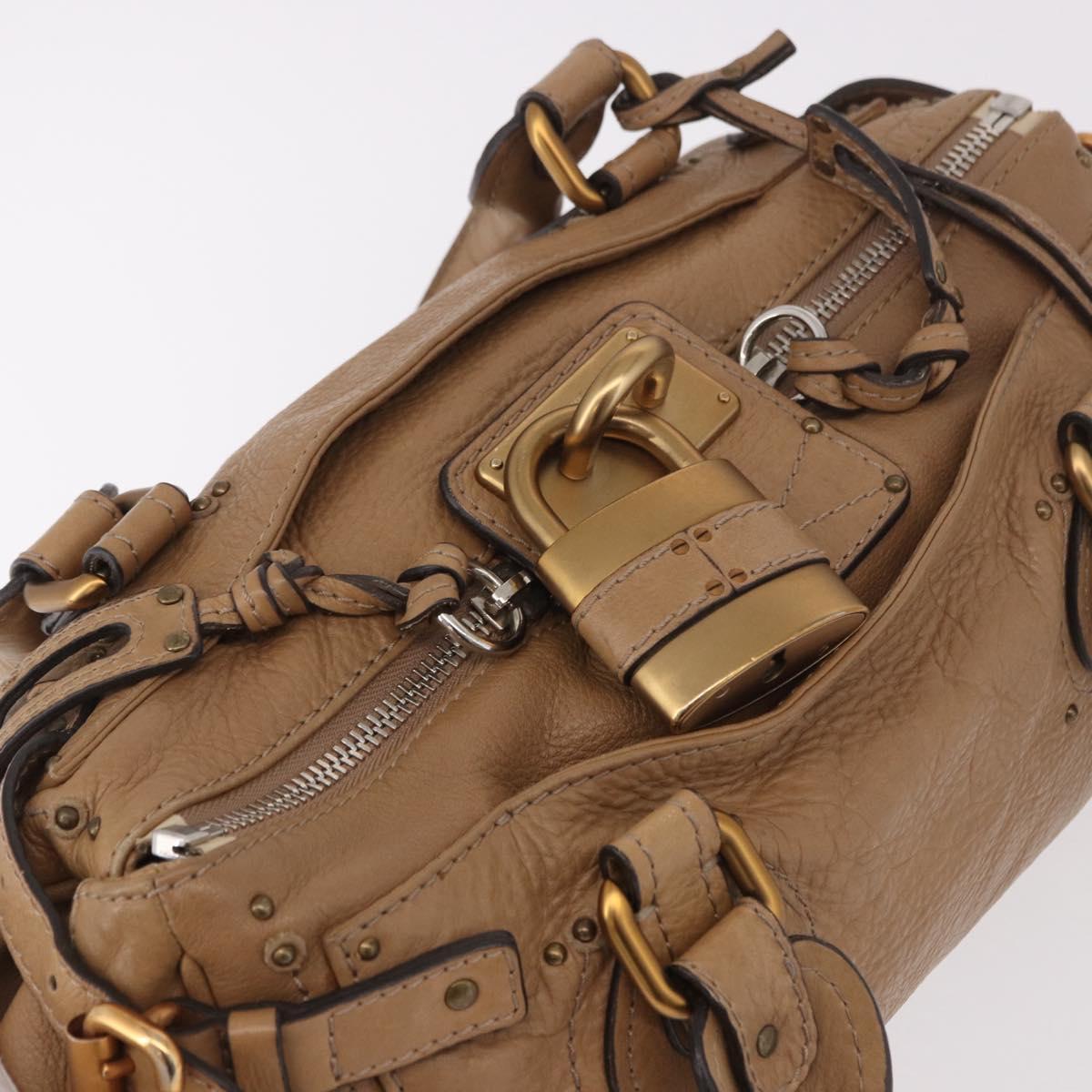 Chloe Paddington Hand Bag Leather Beige Gold Silver Auth 190482V