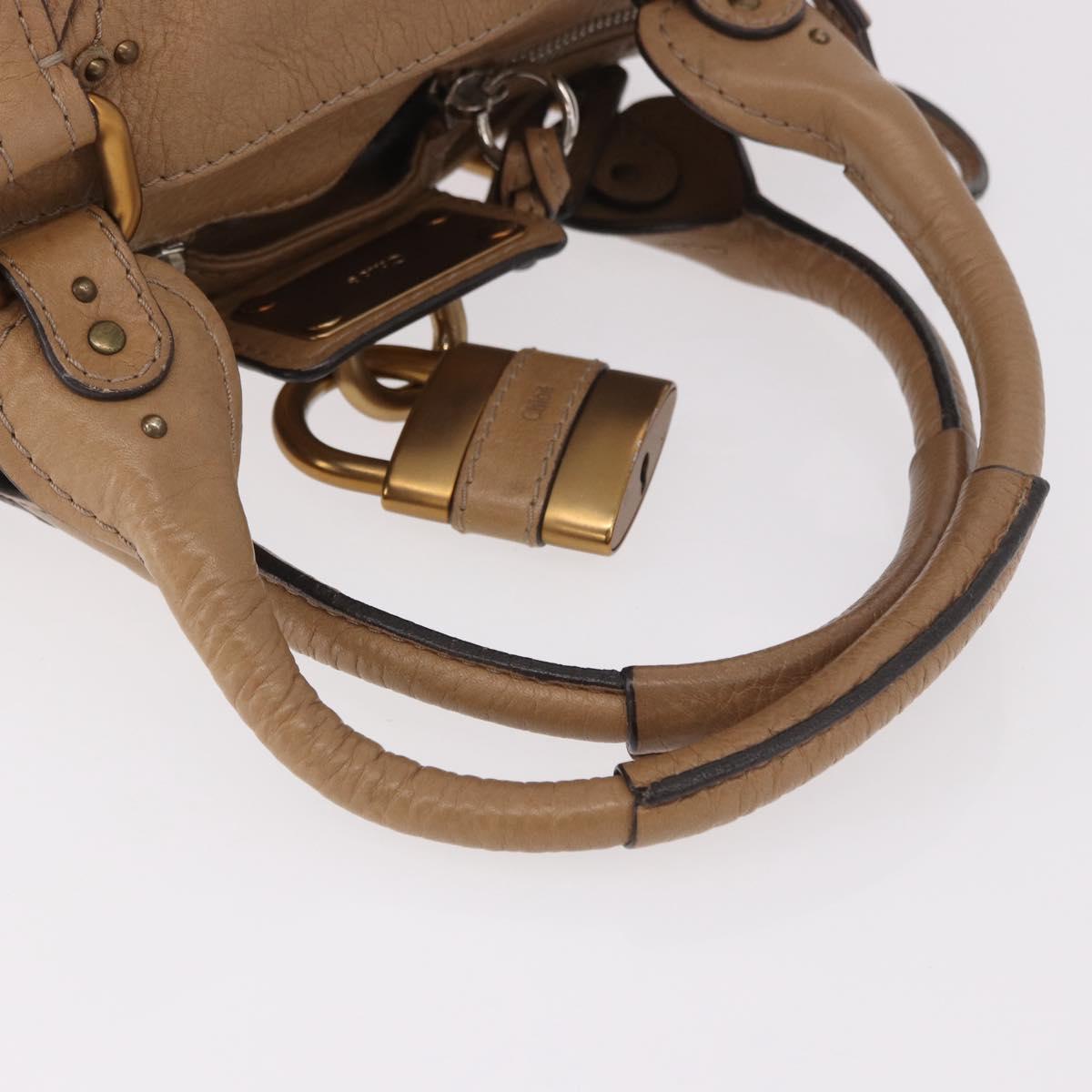 Chloe Paddington Hand Bag Leather Beige Gold Silver Auth 190482V