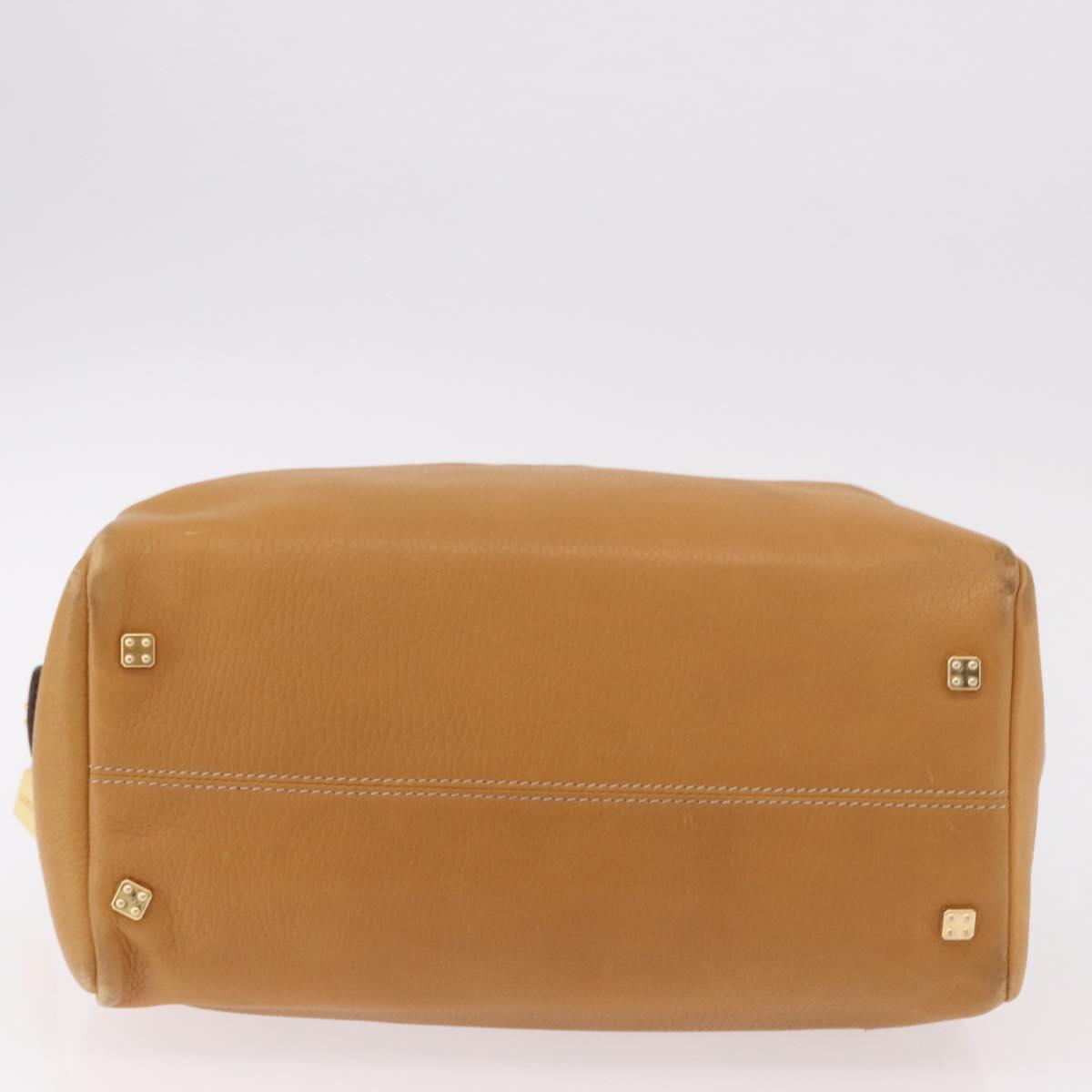 LOEWE Boston Bag Leather Beige Gold Auth 190483A