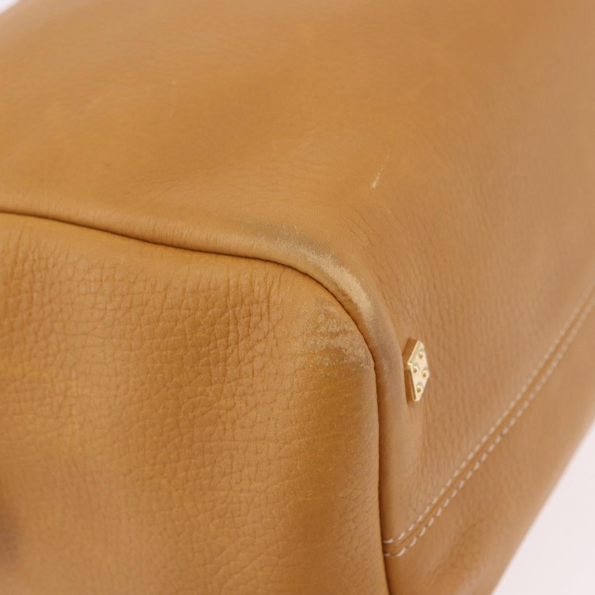 LOEWE Boston Bag Leather Beige Gold Auth 190483A