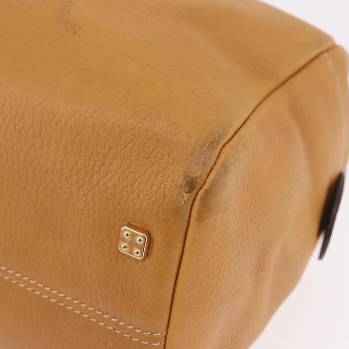 LOEWE Boston Bag Leather Beige Gold Auth 190483A