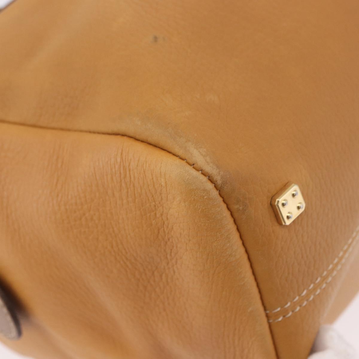 LOEWE Boston Bag Leather Beige Gold Auth 190483A