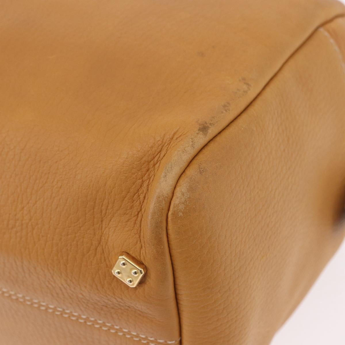 LOEWE Boston Bag Leather Beige Gold Auth 190483A