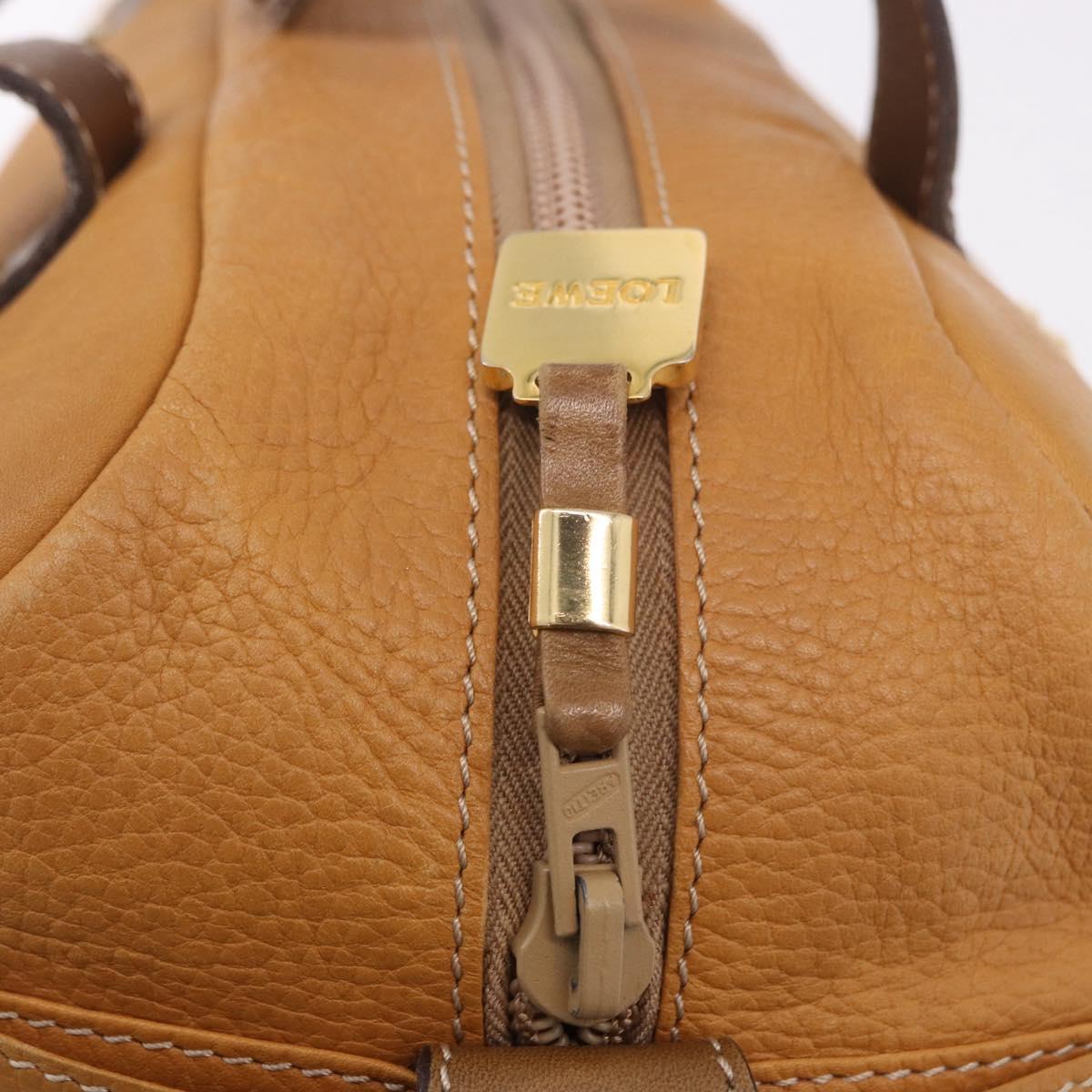 LOEWE Boston Bag Leather Beige Gold Auth 190483A