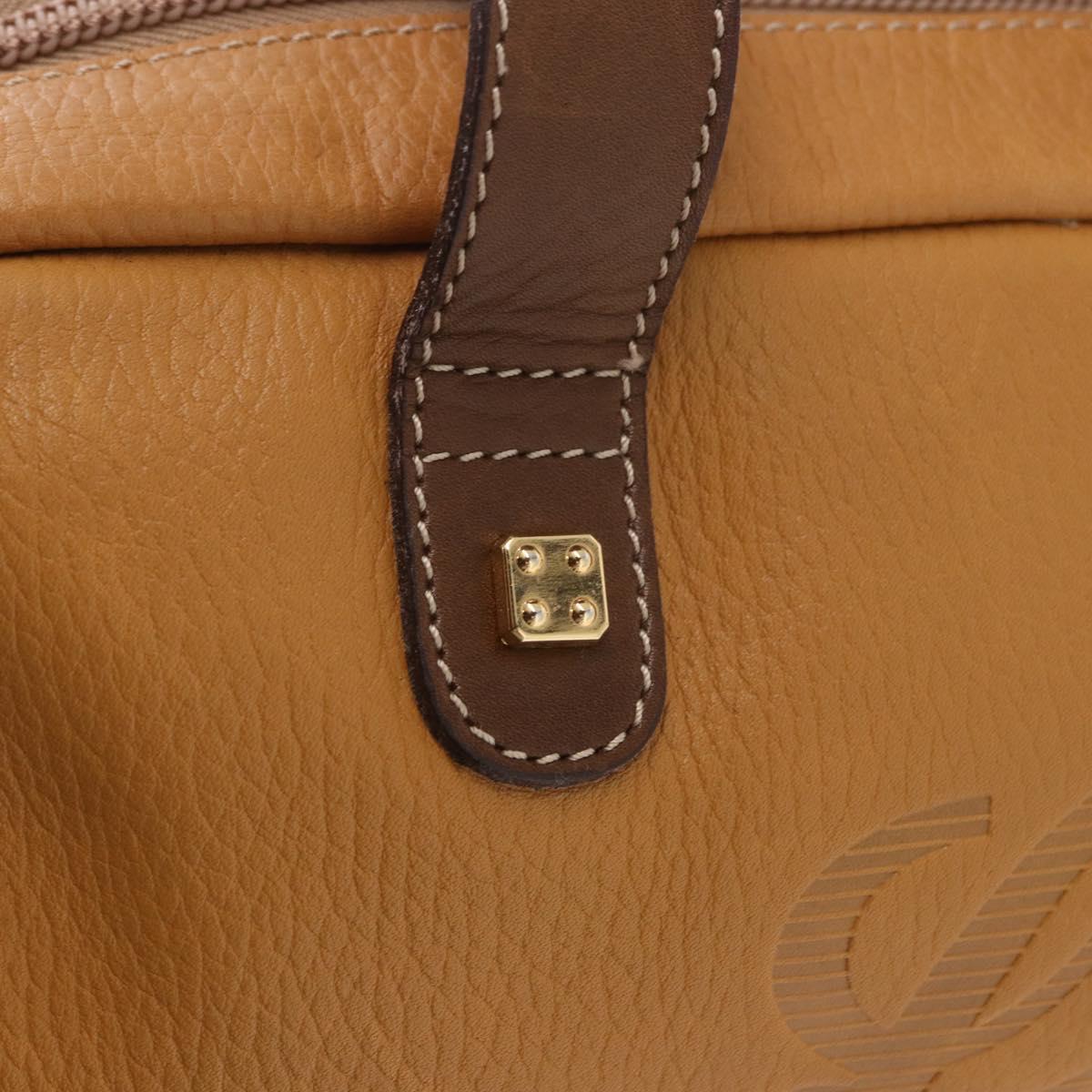 LOEWE Boston Bag Leather Beige Gold Auth 190483A