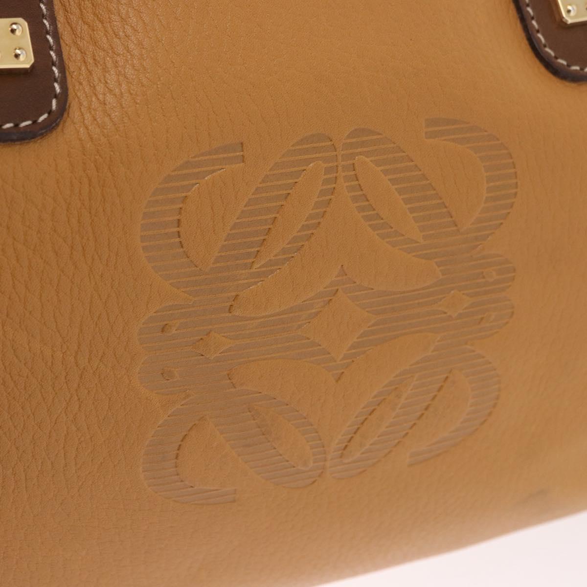 LOEWE Boston Bag Leather Beige Gold Auth 190483A