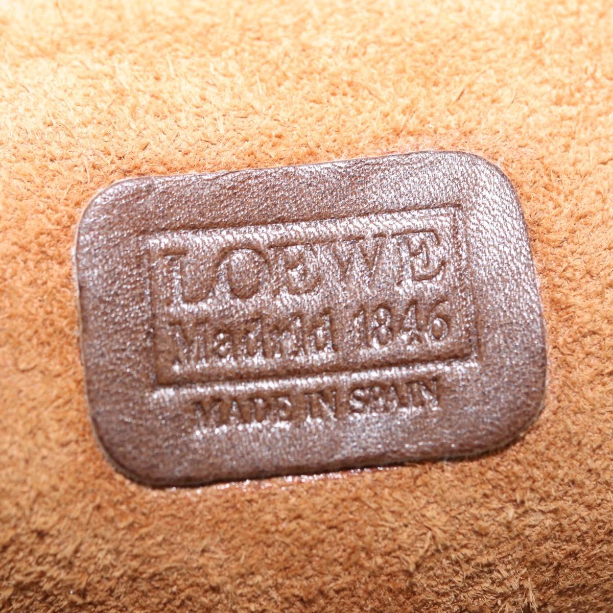 LOEWE Boston Bag Leather Beige Gold Auth 190483A