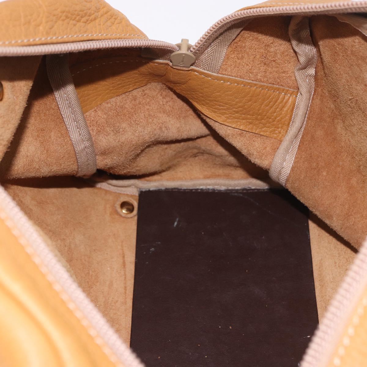 LOEWE Boston Bag Leather Beige Gold Auth 190483A