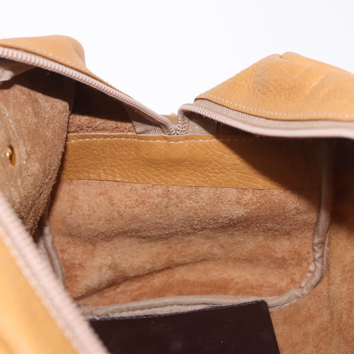 LOEWE Boston Bag Leather Beige Gold Auth 190483A