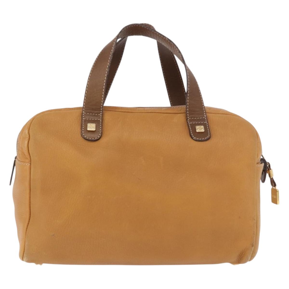 LOEWE Boston Bag Leather Beige Gold Auth 190483A