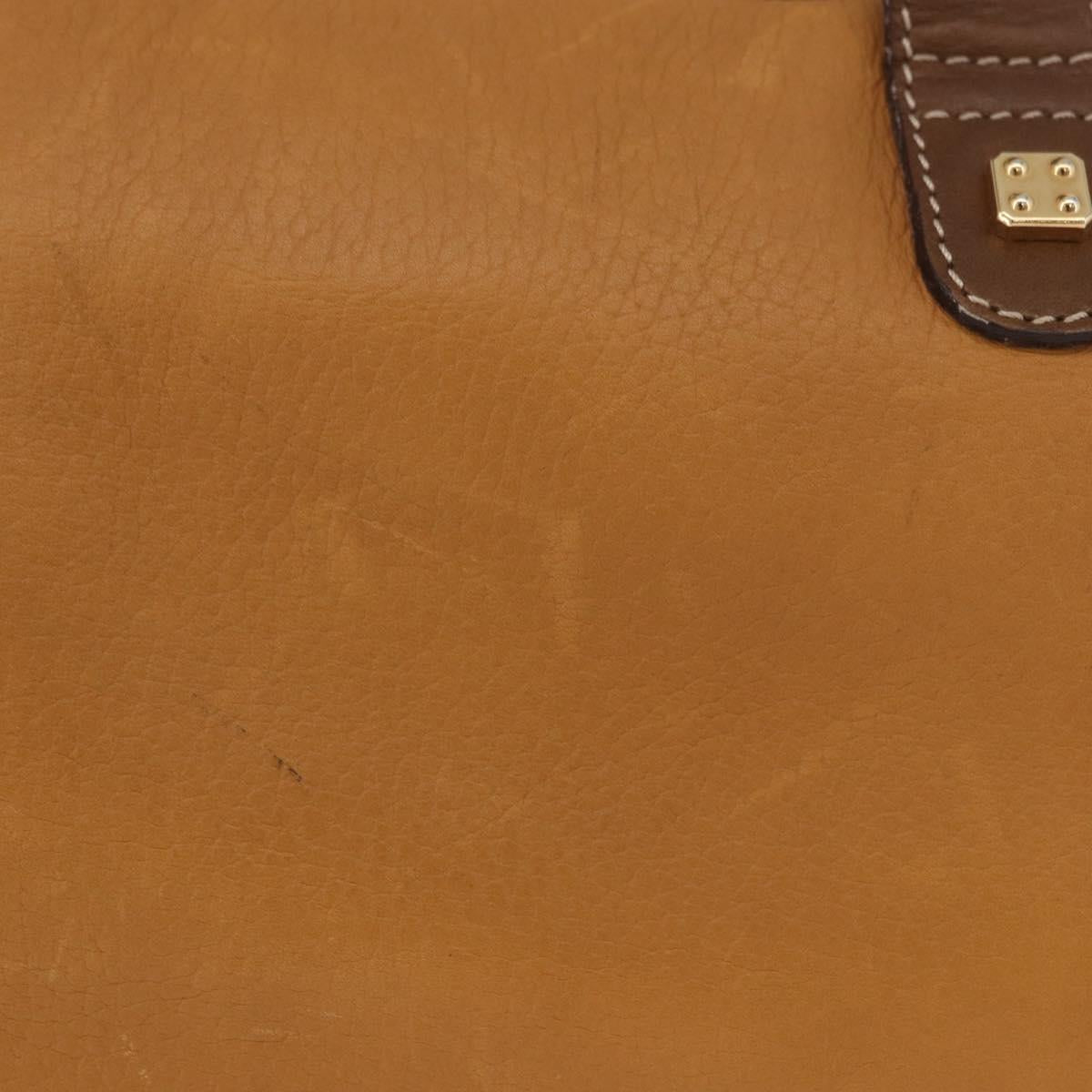 LOEWE Boston Bag Leather Beige Gold Auth 190483A
