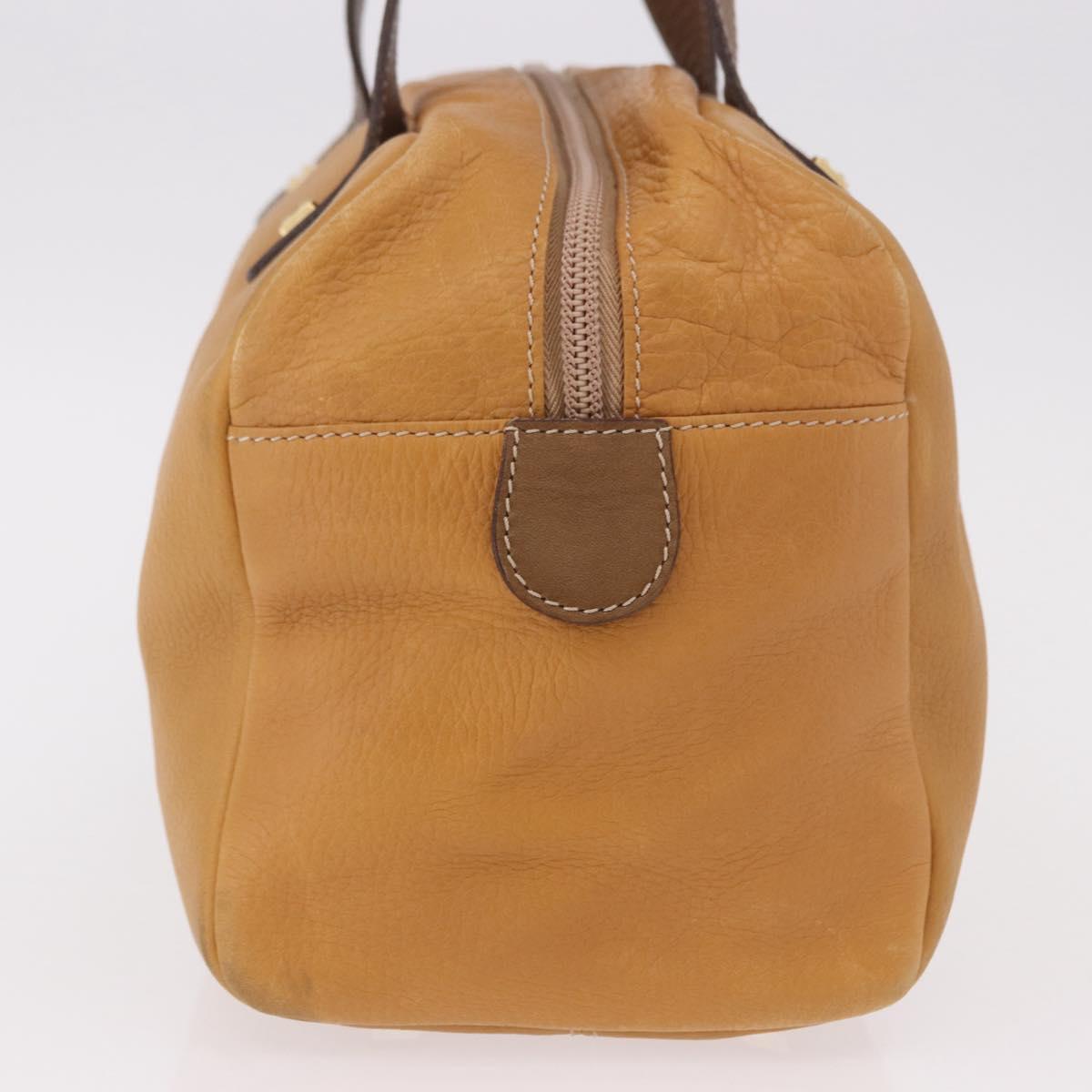 LOEWE Boston Bag Leather Beige Gold Auth 190483A