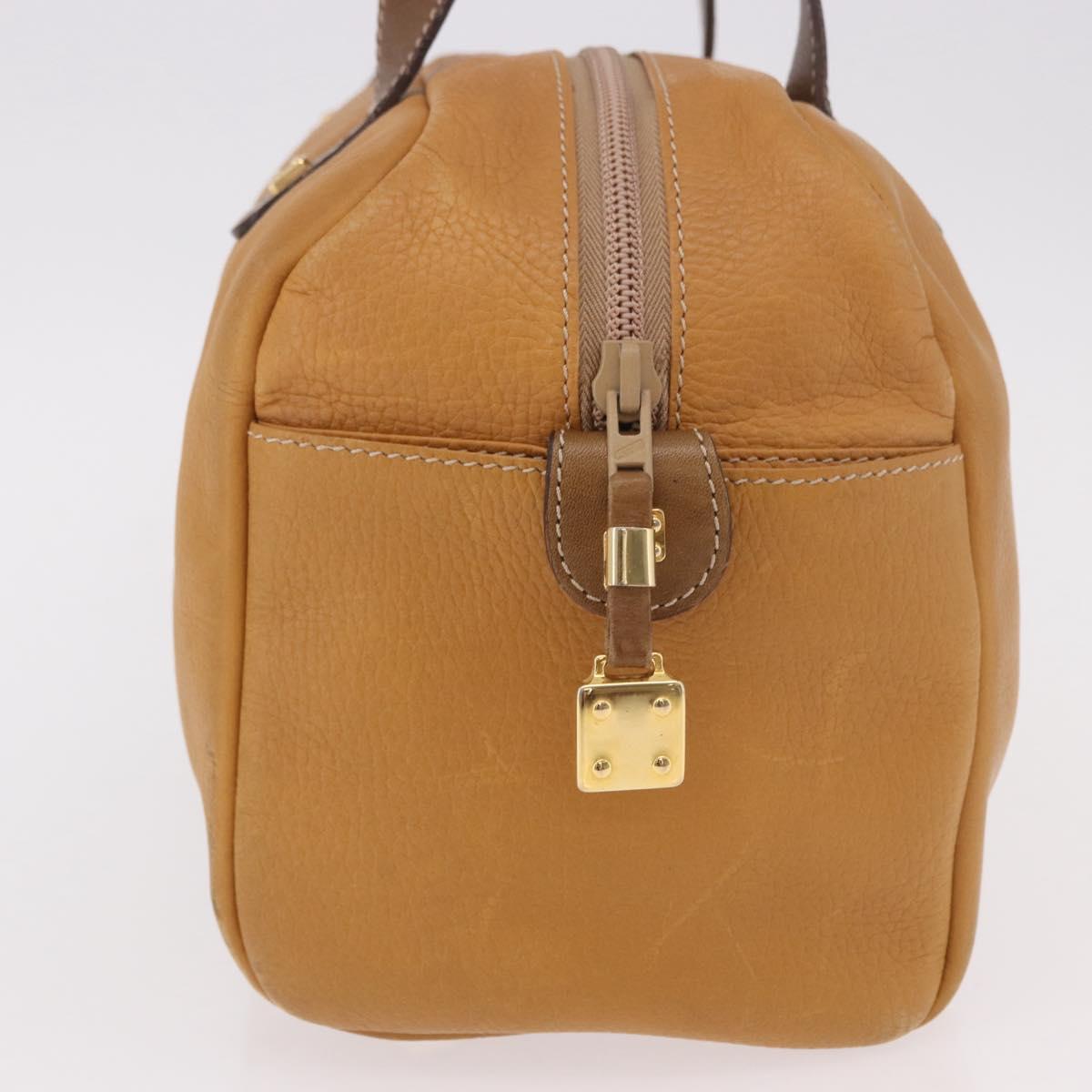 LOEWE Boston Bag Leather Beige Gold Auth 190483A
