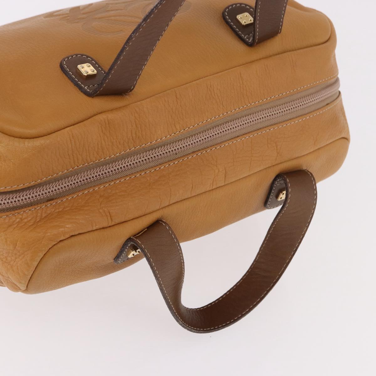 LOEWE Boston Bag Leather Beige Gold Auth 190483A
