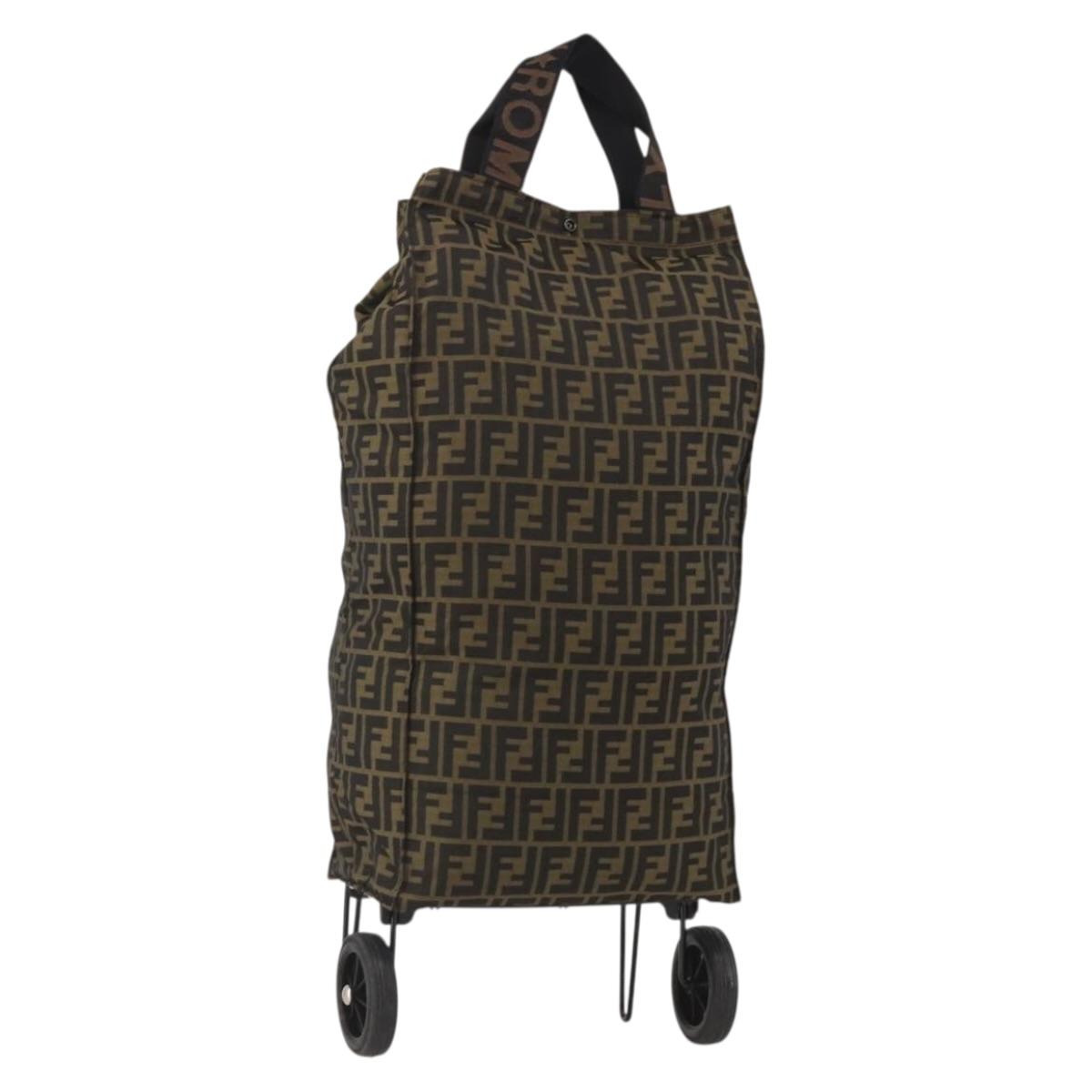 FENDI Zucca Canvas Carry Bag Black Brown Auth 190485