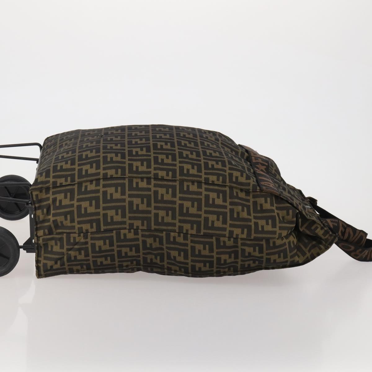 FENDI Zucca Canvas Carry Bag Black Brown Auth 190485