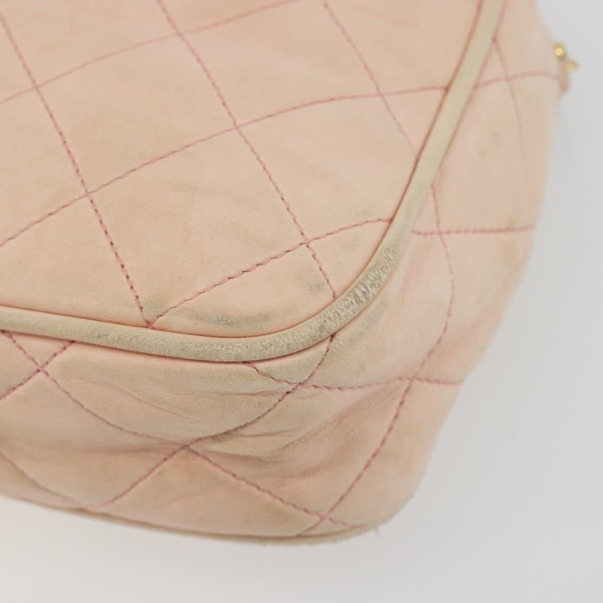 CHANEL Matelasse Chain Shoulder Bag Leather Pink Gold CC Auth 190487