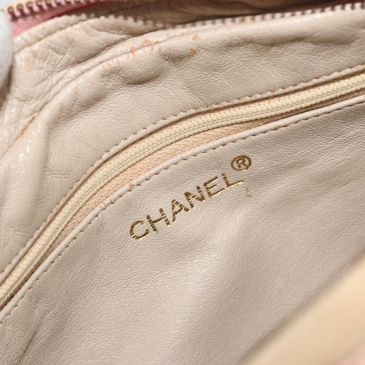 CHANEL Matelasse Chain Shoulder Bag Leather Pink Gold CC Auth 190487