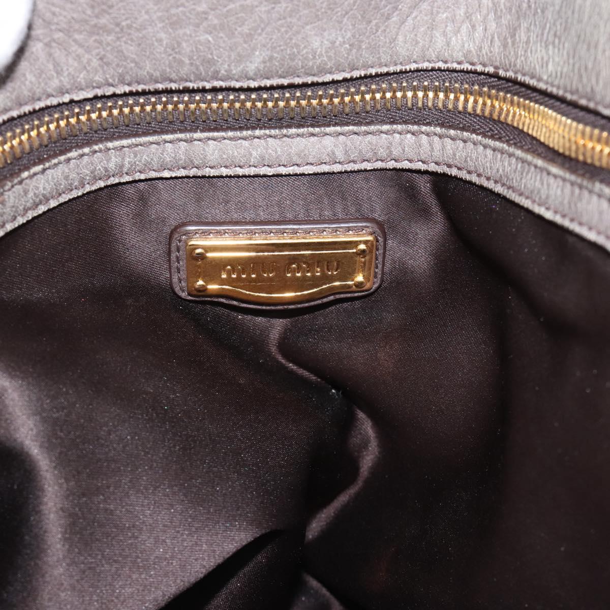 Miu Miu Tote Bag Leather Gray Gold Auth 190489A