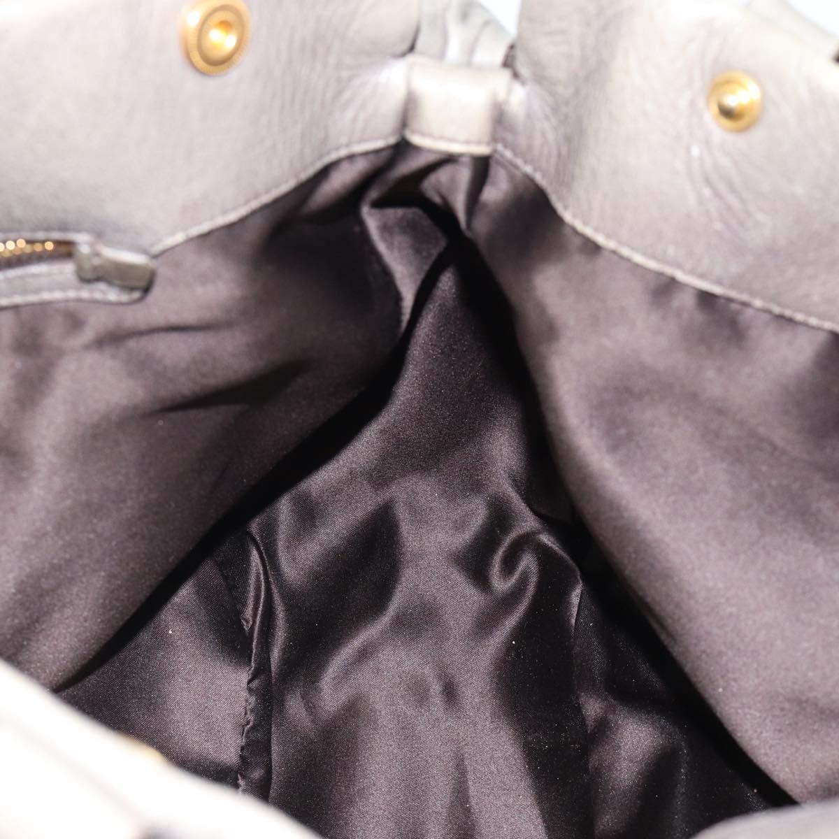 Miu Miu Tote Bag Leather Gray Gold Auth 190489A