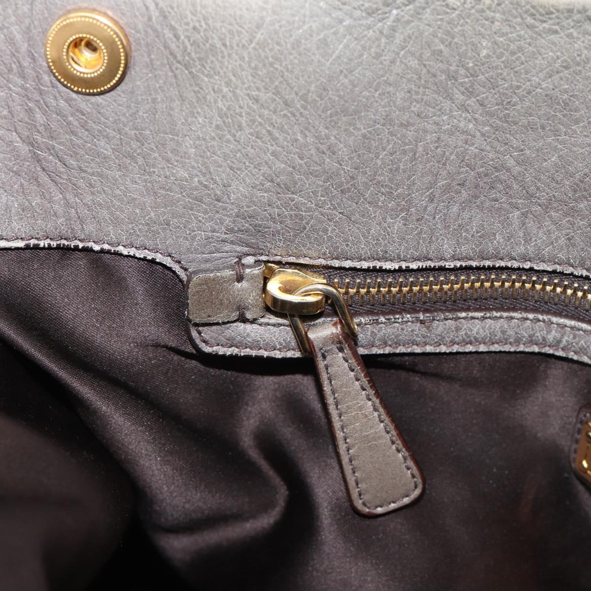 Miu Miu Tote Bag Leather Gray Gold Auth 190489A