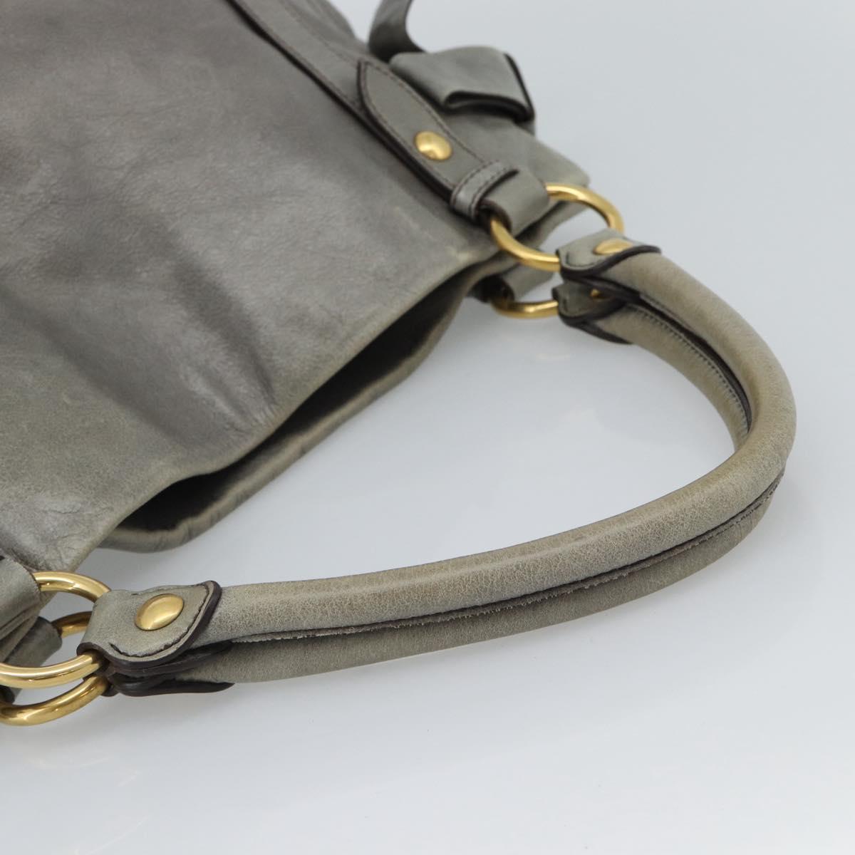 Miu Miu Tote Bag Leather Gray Gold Auth 190489A