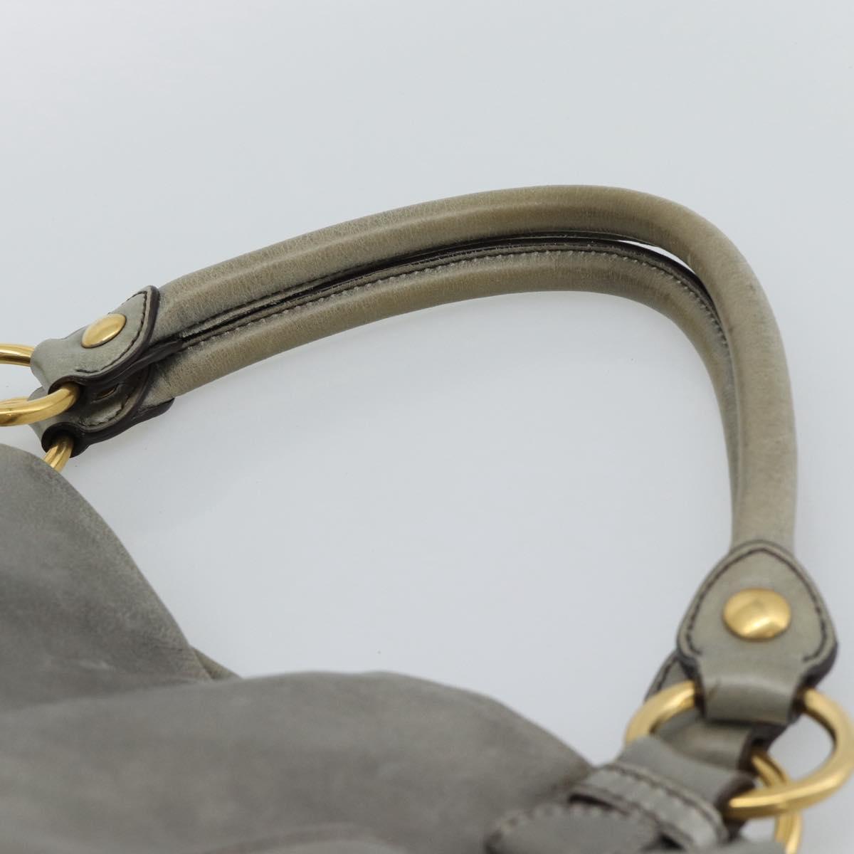 Miu Miu Tote Bag Leather Gray Gold Auth 190489A