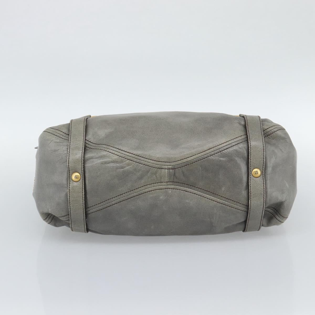 Miu Miu Tote Bag Leather Gray Gold Auth 190489A