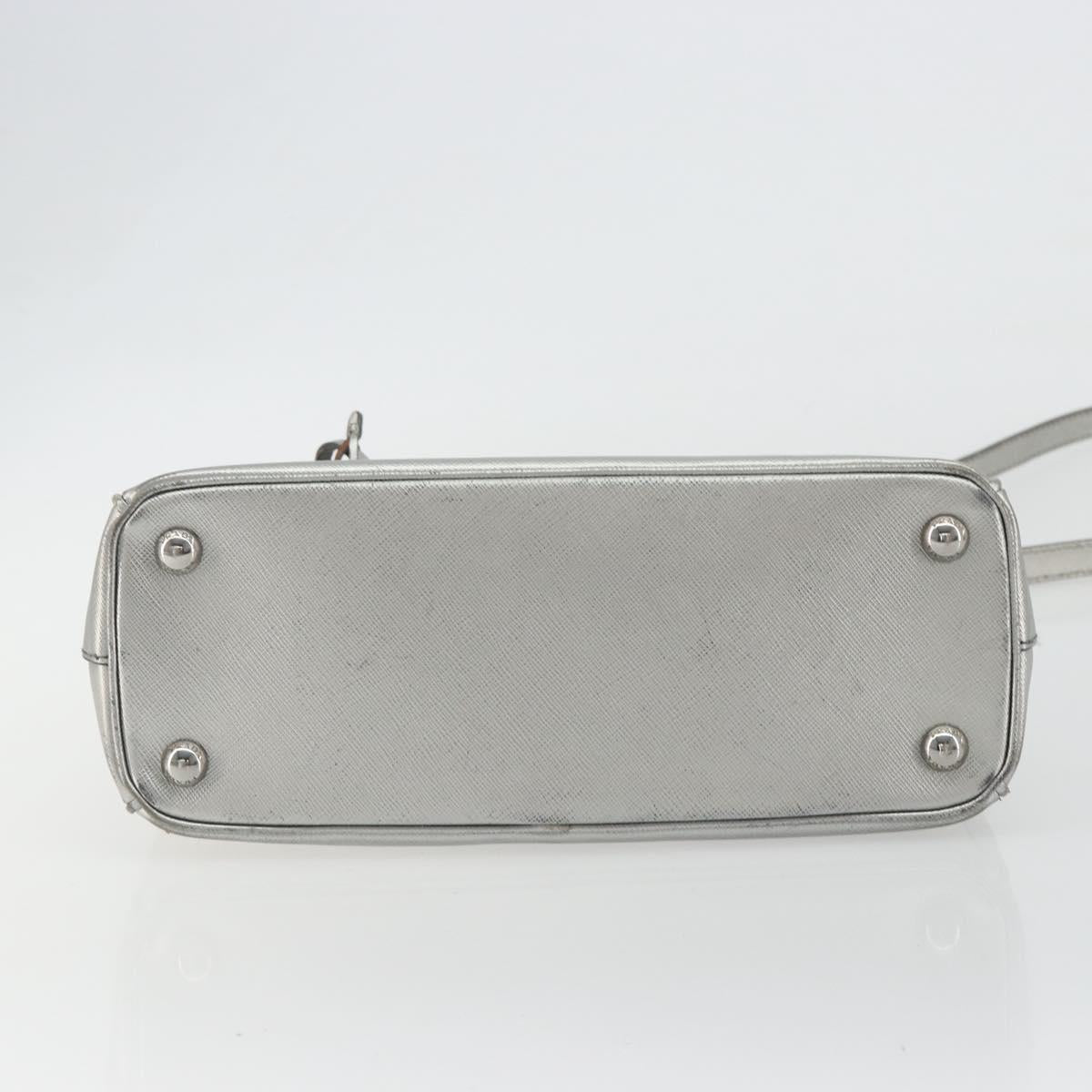 PRADA Galleria Hand Bag Safiano Leather 2way Silver Auth 190490A