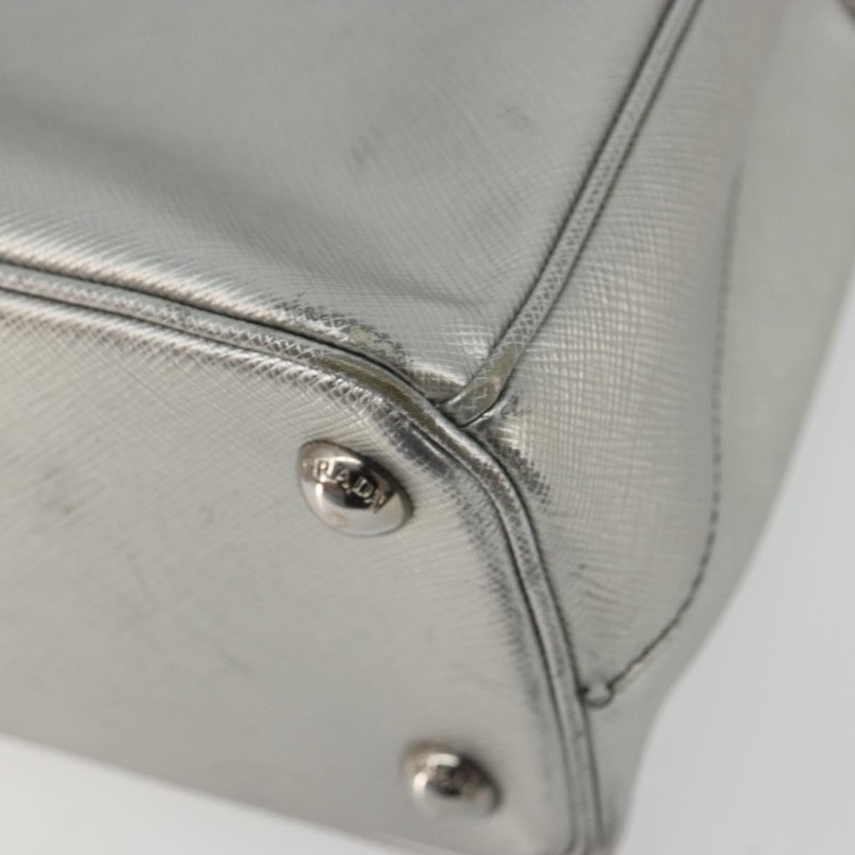 PRADA Galleria Hand Bag Safiano Leather 2way Silver Auth 190490A