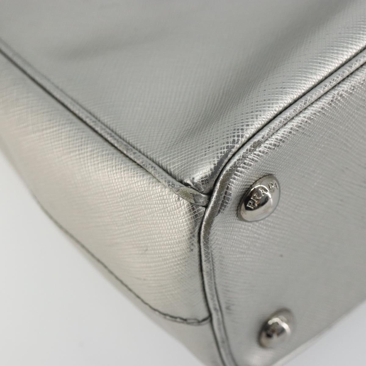 PRADA Galleria Hand Bag Safiano Leather 2way Silver Auth 190490A
