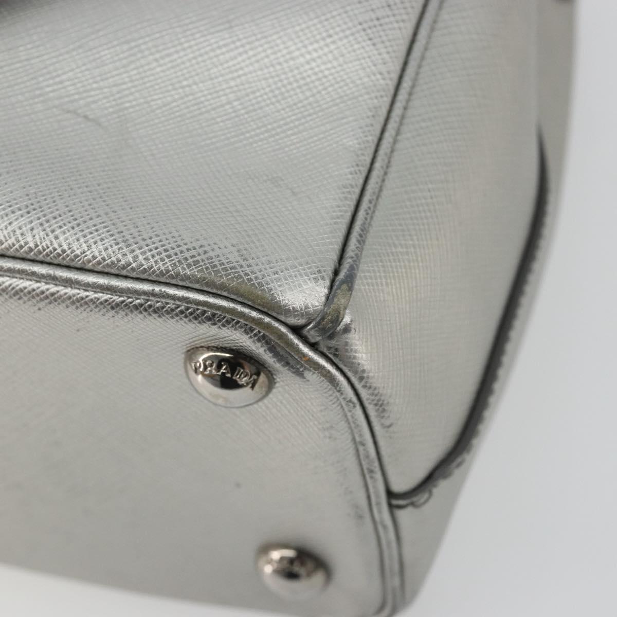 PRADA Galleria Hand Bag Safiano Leather 2way Silver Auth 190490A