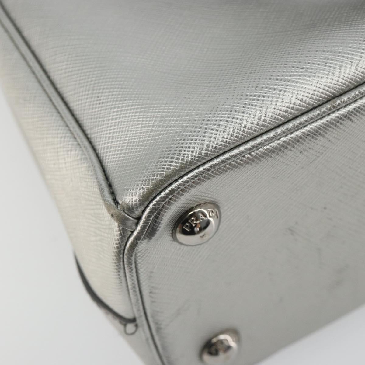 PRADA Galleria Hand Bag Safiano Leather 2way Silver Auth 190490A