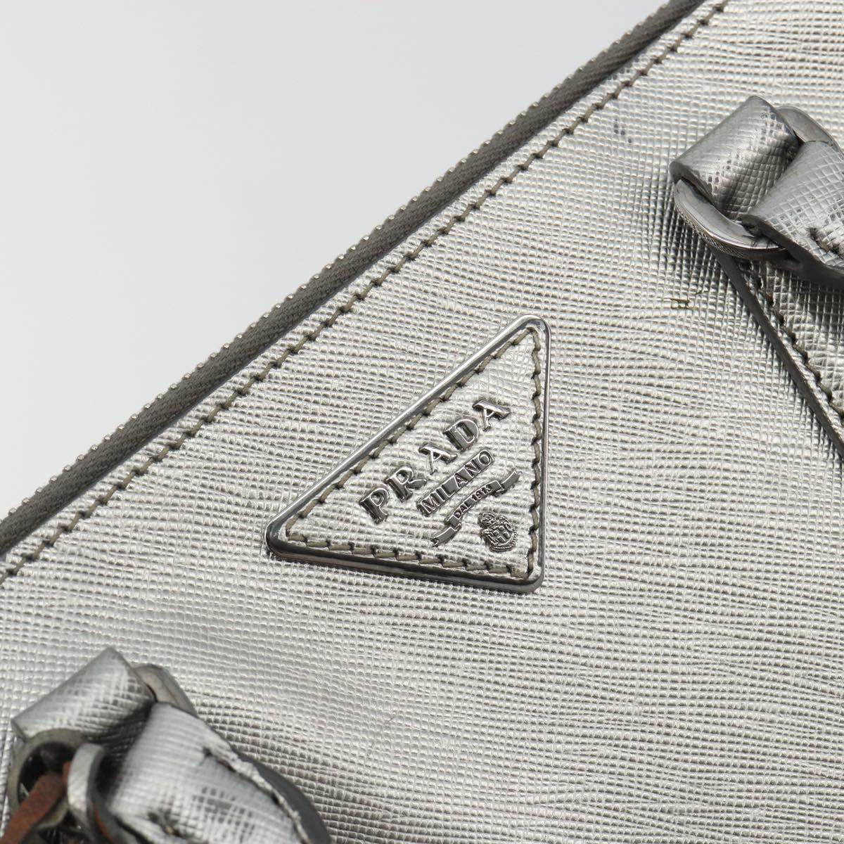PRADA Galleria Hand Bag Safiano Leather 2way Silver Auth 190490A